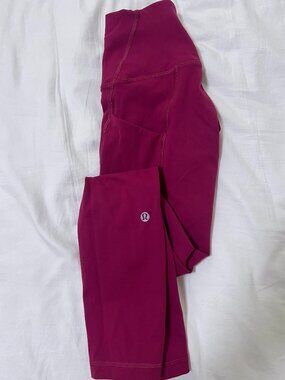 lululemon wunder train leggings with pockets size 4 magenta smoke 25" inseam